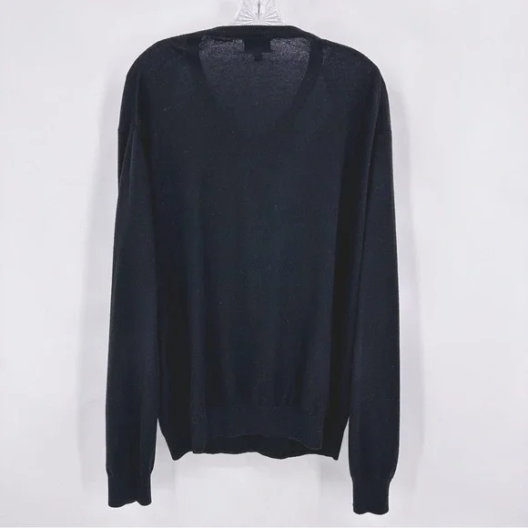 Neiman Marcus V-neck Argyle Wool Blend Sweater Black Gray Size XXL - Picture 4 of 6